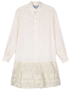 Льняное платье миди, нейтральный Prada