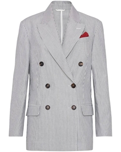 Твиловый блейзер в полоску, синий Brunello cucinelli