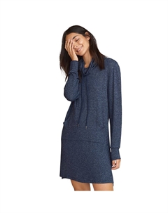 Женская толстовка для отдыха больших размеров с воротником-воронкой и туникой, цвет Marled Navy Ellos