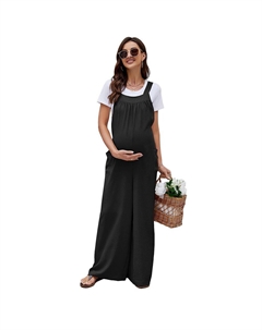 Женский повседневный свободный комбинезон для беременных без рукавов с завязками, свободный комбинезон с карманами, черный Kojooin
