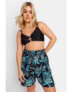 Шорты с кисточками и тропическим принтом, черный Yours curve