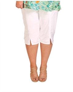 Укороченные брюки из хлопкового эластичного твила - плюс, белый On the plus side