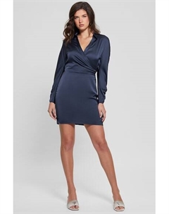 Атласное платье с точкой, темно-синий Guess