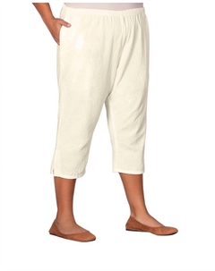 Укороченные брюки из мятого хлопка - плюс в арктическом белом цвете On the plus side