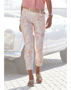 Джеггинсы 7/8, с узором пейсли, суперстрейч, коралловый Lascana