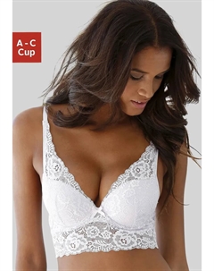 Бюстье, бюстгальтер пуш-ап из цветочного кружева, нижнее белье, кремовый Lascana