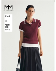 Вязаный свитер с короткими рукавами, красный Mai meng