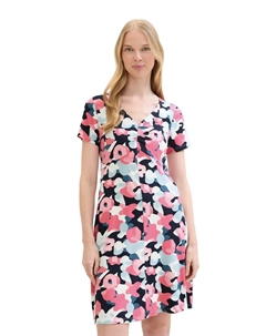 Мини-платье с принтом по всей поверхности и V-образным вырезом, розовый Tom tailor