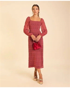 Платье миди с длинными рукавами, розовый The-are