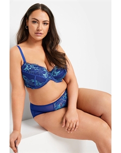 Мягкий бюстгальтер с кружевными деталями, синий Yours