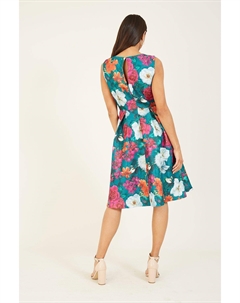 Зеленое платье с плиссированной юбкой 'Karina' с цветочным принтом, зеленый Yumi