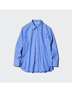 Полосатая хлопковая рубашка, синий Uniqlo