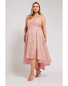 Кружевное платье-миди, розовый Yours
