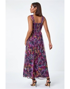 Платье макси с сетчатым принтом и пальмовым принтом, фиолетовый Roman