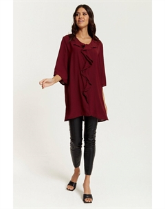 Туника оверсайз с рукавами 3/4 и оборками, красный Hoxton gal