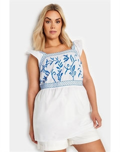 Топ с баской с вышивкой, белый Yours