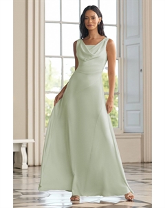 Атласное платье макси для подружки невесты с капюшоном и передом, зеленый Lipsy