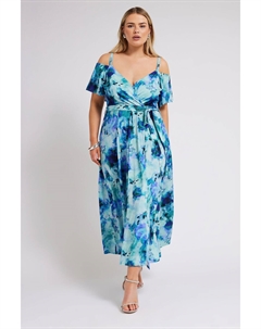 Платье макси с цветочным принтом London, синий Yours