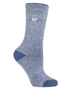 Тонкие зимние термоноски Lite для женщин однотонного цвета джинсовый/кремовый, синий Heat holders