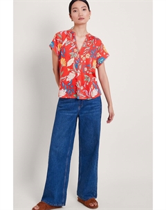 Льняная футболка Alma с принтом, красный Monsoon