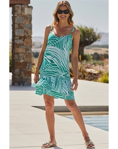 Платье с оборками по подолу и принтом в форме кольца, зеленый Sosandar