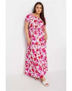 Платье макси в стиле бохо с вырезом бардо, розовый Yours