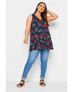 Футболка без рукавов со складками спереди, синий Yours