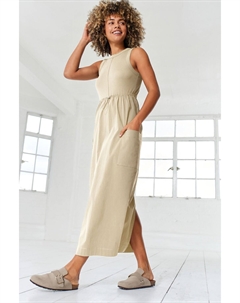 Платье с верхом без рукавов в рубчик и низом в стиле карго, серый Next