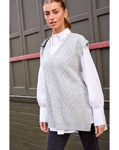 Свитер без рукавов косой вязки, серый Next