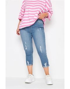 Укороченные джеггинсы Grace с закатанными штанинами и потертыми деталями, синий Yours