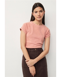 Топ реглан с круглым вырезом и короткими рукавами, розовый Next