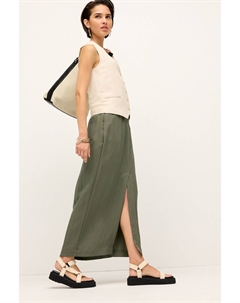 Юбка миди в стиле милитари с разрезом по центру, зеленый Next