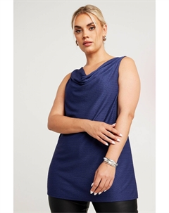 Лимитированный текстурированный топ с воротником-хомутом, синий Yours