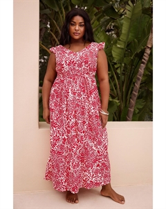 Платье макси с оборками, красный Yours