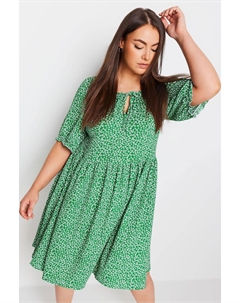 Фактурное мини-платье с цветочным принтом, зеленый Yours