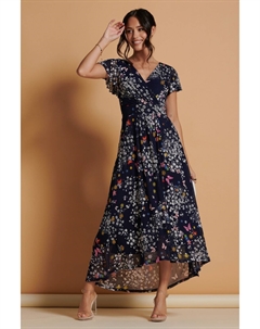 Сетчатое платье макси с V-образным вырезом, синий Jolie moi