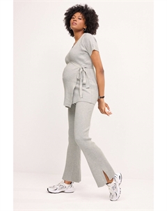 Брюки в рубчик с разрезом по низу, серый Next