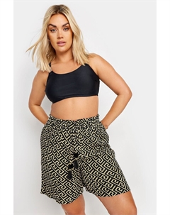 Шорты с кисточками и геометрическим принтом, черный Yours