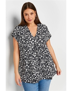 Плиссированная футболка с выращенными складками, черный Yours