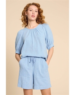 Топ Shelly из смесового льна, синий White stuff