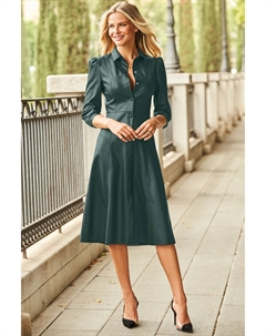 Платье-Рубашка на пуговицах из искусственной кожи, зеленый Sosandar