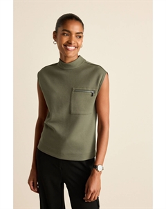 Мягкая облегающая майка на бретелях с высоким воротником и карманом, зеленый Next