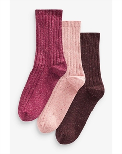 Термоноски из смеси шерсти и шелка 3 пары, красный Next