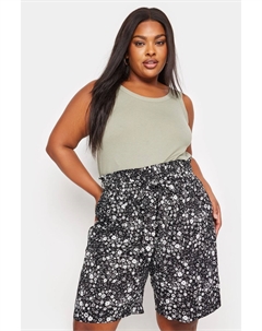 Тканые шорты на талии из бумажного пакета, черный Yours