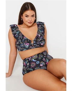 Лиф бикини с принтом пейсли и оборками, черный Yours