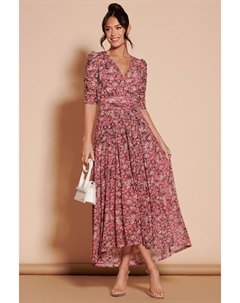 Сетчатое платье макси Dasha со сборками на рукавах, розовый Jolie moi