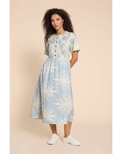 Платье миди из смесового льна Pip, синий White stuff