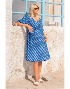 Летнее платье для беременных с принтом батик, синий Jojo maman bébé