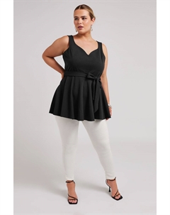 С уважением изогнутый топ с баской в форме сердца, черный Yours