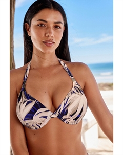 Верх бикини с мягкой подкладкой и открытой спиной на косточках, синий Next